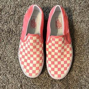 Pink Checkerboard slip on Vans